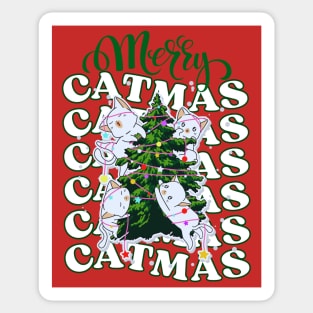 Merry Catmas, Merry Christmas For Cat Lovers Sticker